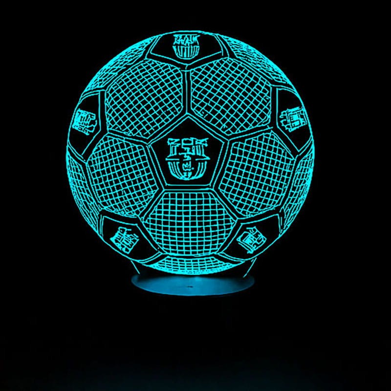 Lampka nocna 3D USB FC Barcelona – stylowa lampa z czarną podstawą i efektem przestrzennym 3D.