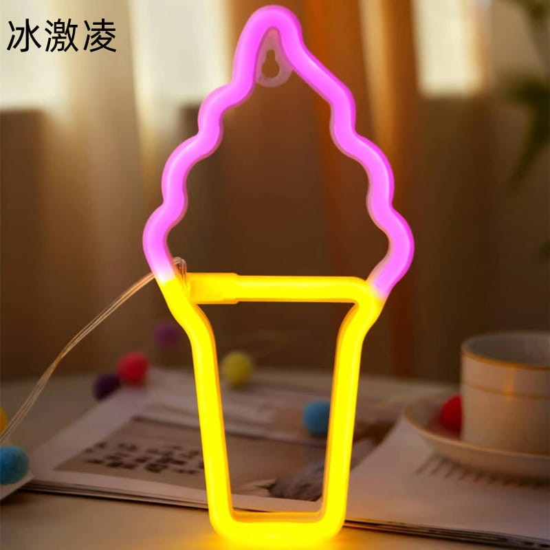 Duży Neon LED USB lampka na ścianę Napis do pokoju znak Lody
