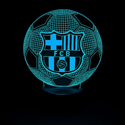Personal 3D Lamp FC Barcelona – lampka LED USB z motywem piłki i herbem klubu, pilot w zestawie.