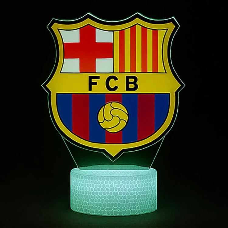 Lampka 3D LED FC Barcelona z nadrukiem – elegancka dekoracja i prezent dla fana piłki nożnej.
