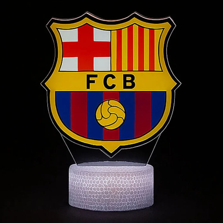 Lampka 3D LED z herbem FC Barcelona – idealna dla fana!   16 kolorów • Pilot w komplecie • Zasilanie przez USB