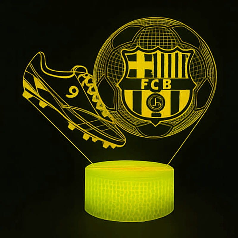 Lampka 3D FC Barcelona. Piłka + korki • Pilot • USB • 16 kolorów.