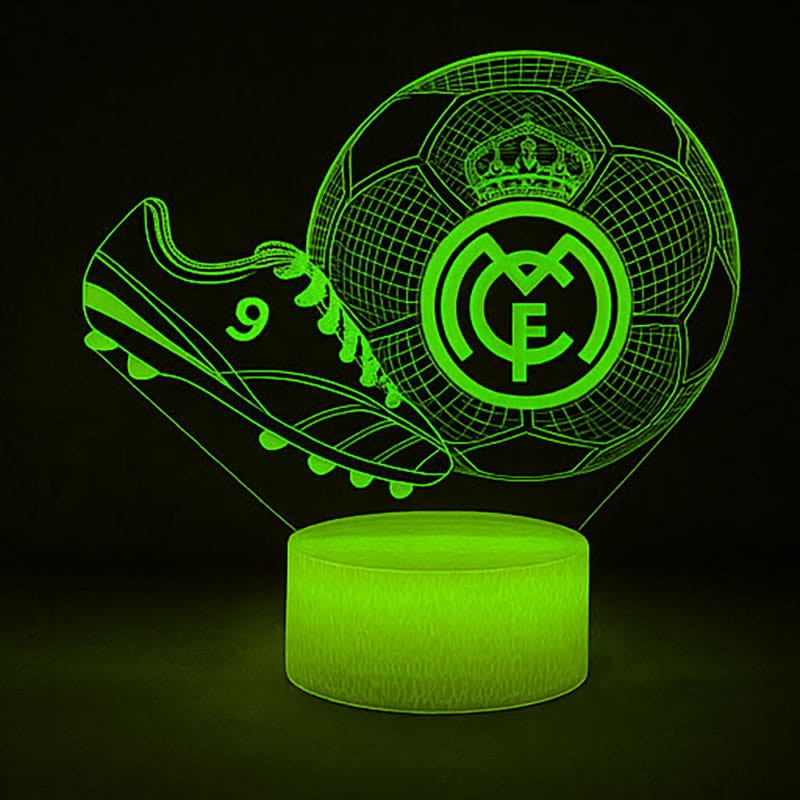 Lampka 3D FC Real Madryt • Piłka + korki • 16 kolorów • Pilot • USB