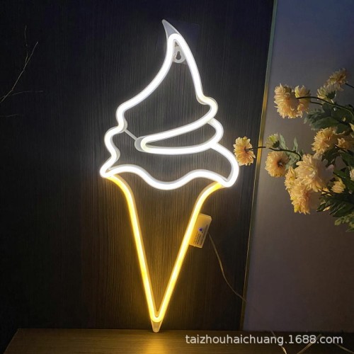 Duży Neon LED USB lampka na ścianę Napis do pokoju znak neonowy Lody