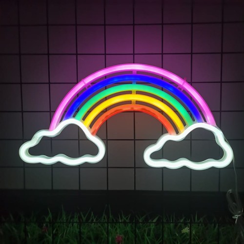 Neon Led Baterie/USB Lampka na ścianę Dekoracja Napis do pokoju Tęcza i chmury