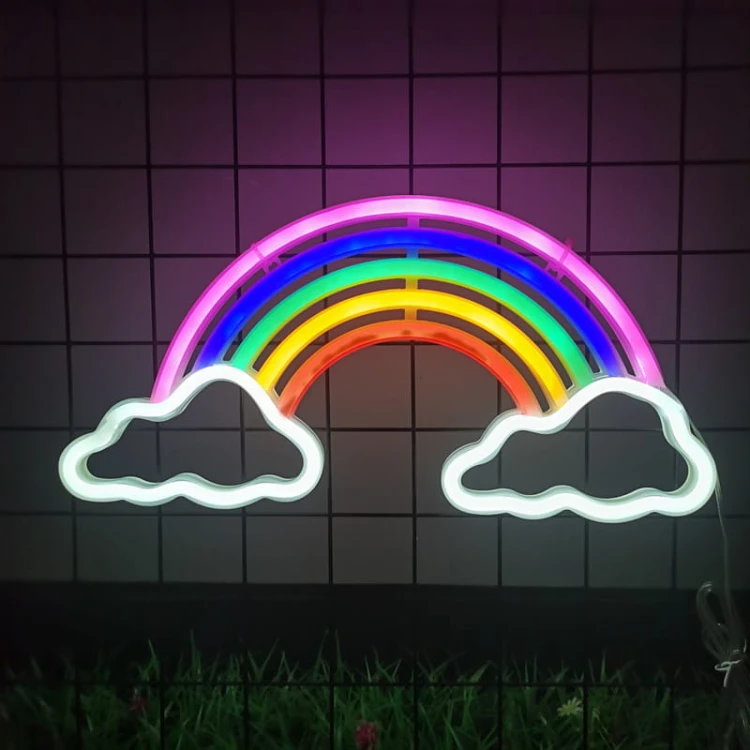 Neon Led Baterie/USB Lampka na ścianę Dekoracja Napis do pokoju Tęcza i chmury
