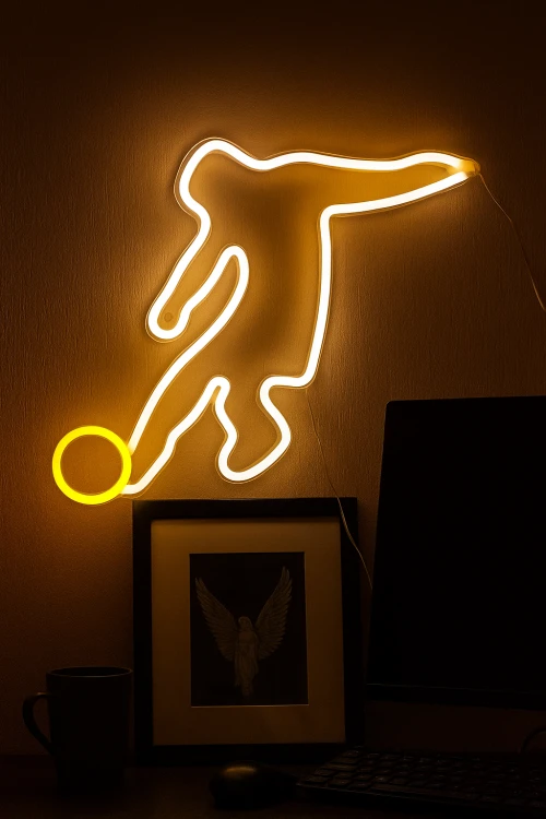 Neon Led USB/bateria Lampka na ścianę Napis do pokoju Piłkarz