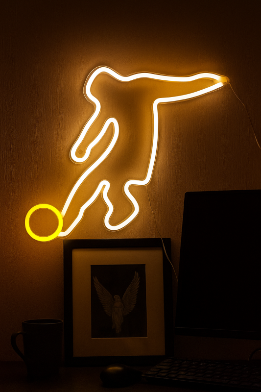 Neon Led USB/bateria Lampka na ścianę Napis do pokoju Piłkarz