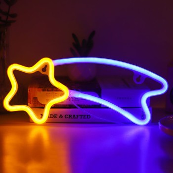 Gotowy Neon led USB/baterie na ścianę znak Meteor Żółty Gwiazda (1)