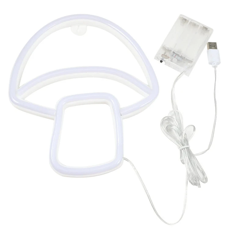 Neon Led Baterie/USB Lampka na ścianę Napis do pokoju Grzybek