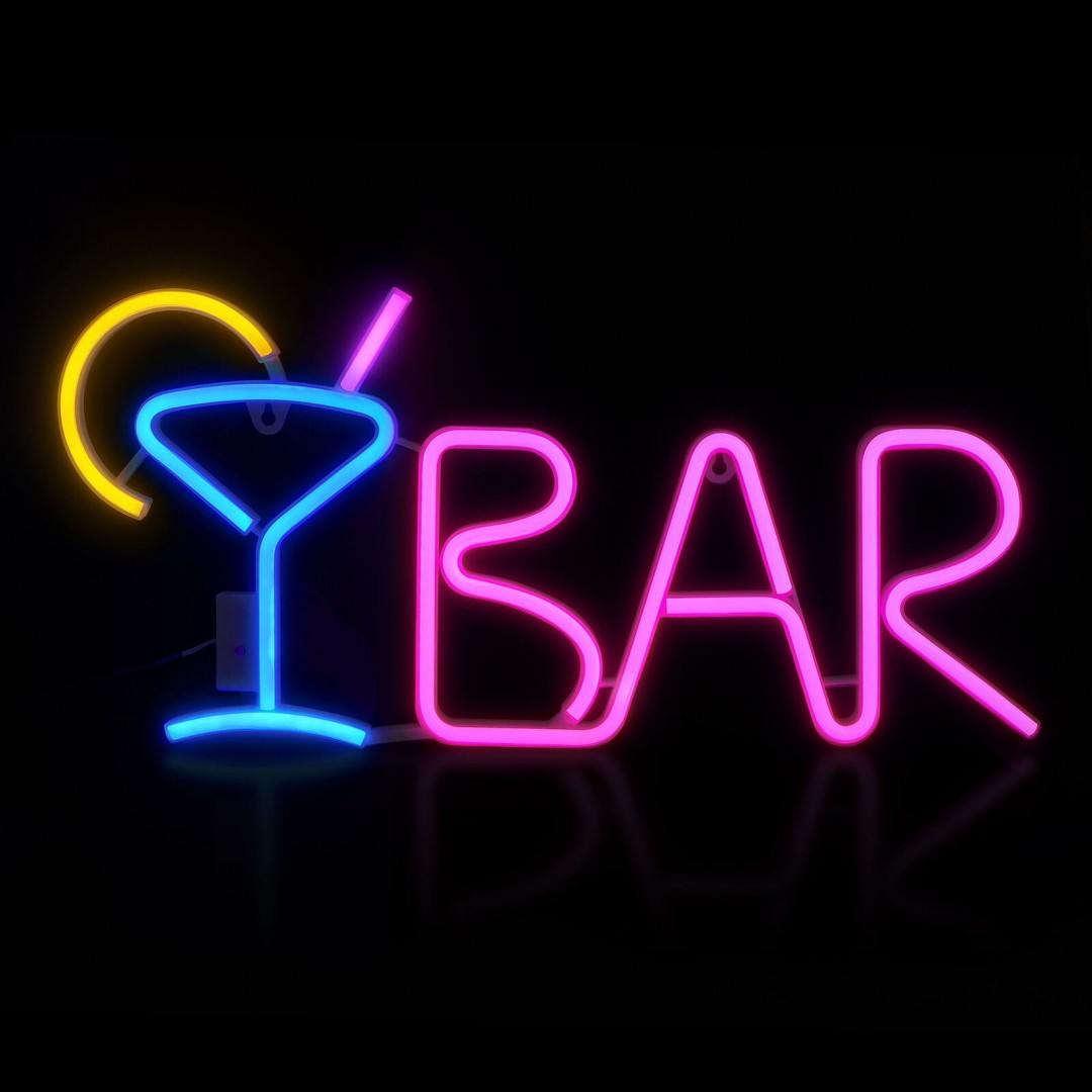 Duży neon Led USB/baterie Lampka na ścianę Napis do pokoju BAR