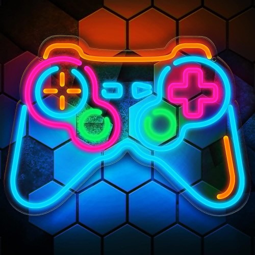 Duży Neon LED USB na ścianę Napis do pokoju Gamepad Konsola Pad
