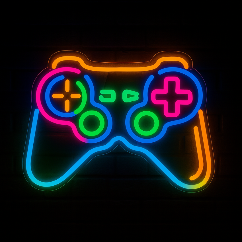 Duży Neon LED USB lampka  na ścianę Napis do pokoju znak neonowy  Gamepad Konsola Pad 