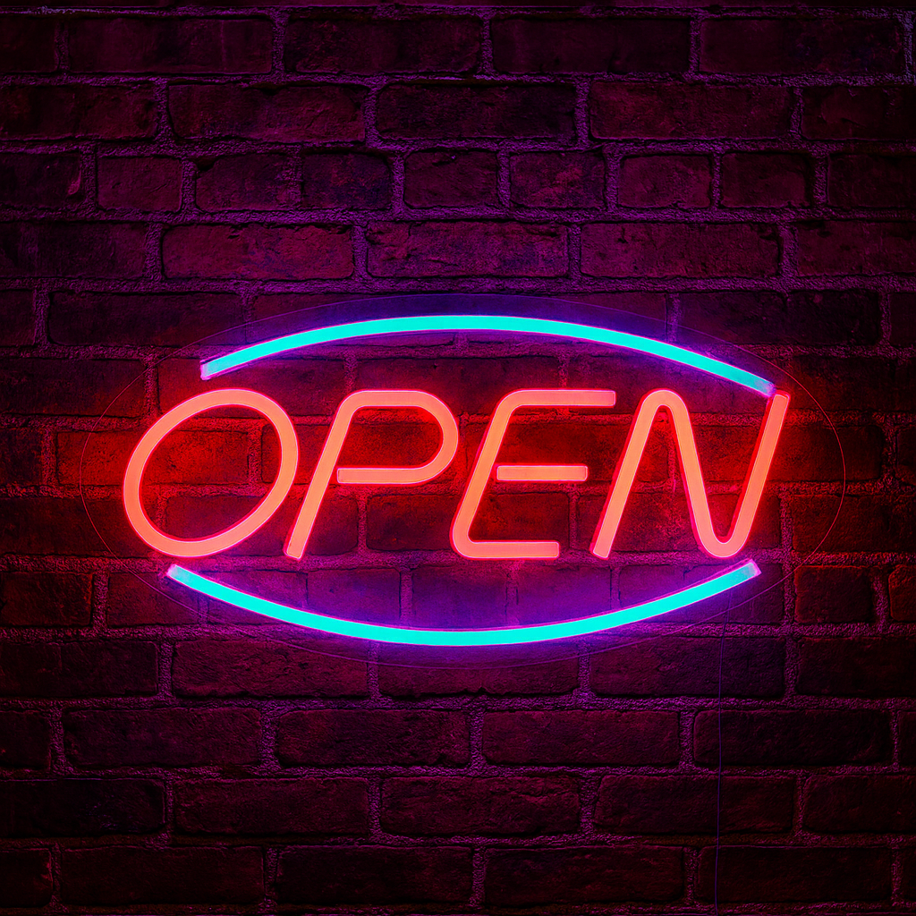 Duży Neon LED USB lampka na ścianę Napis do pokoju znak neonowy OPEN