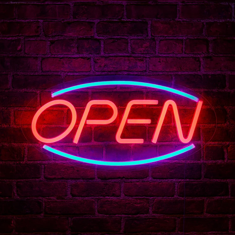 Duży Neon LED USB lampka na ścianę Napis do pokoju znak neonowy OPEN