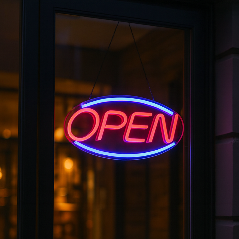 Duży Neon LED USB lampka na ścianę Napis do pokoju znak neonowy OPEN