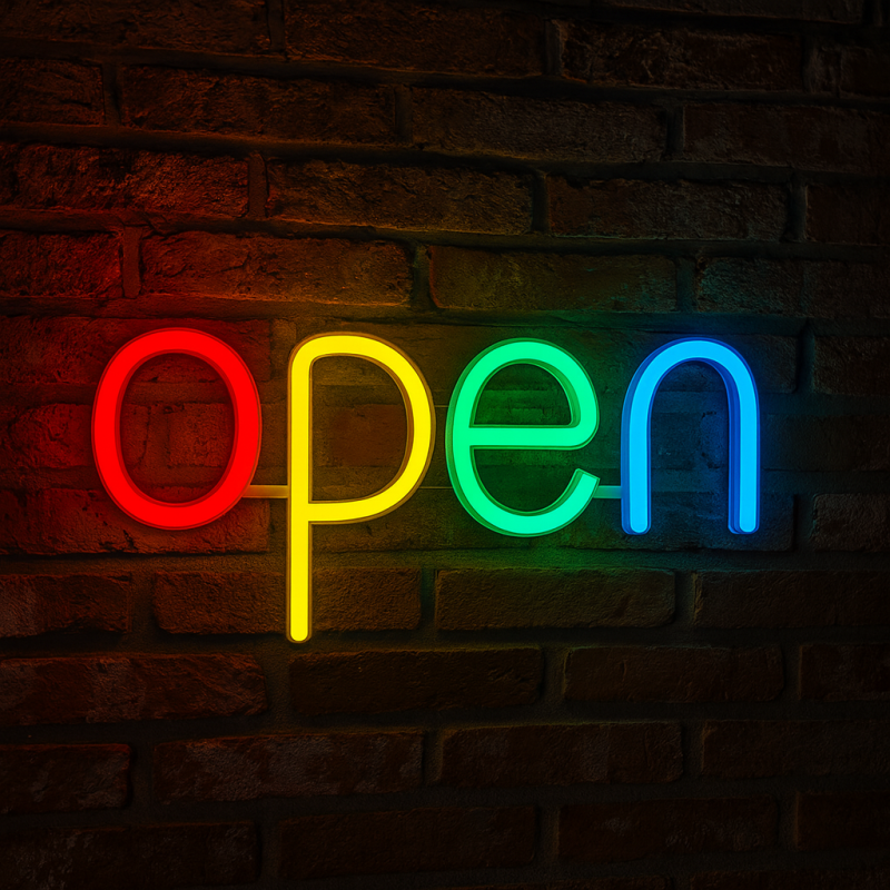 Neon LED USB/baterie lampka na ścianę Napis do pokoju znak neonowy OPEN
