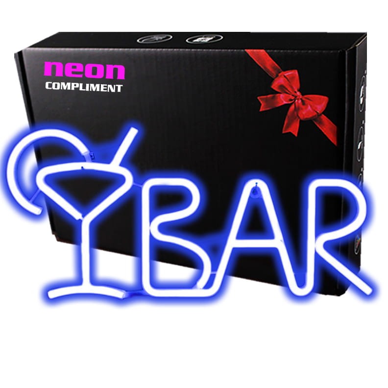 Duży neon Led USB/baterie Lampka na ścianę Napis do pokoju BAR niebieski 55cm