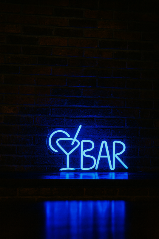 Duży neon Led USB/baterie Lampka na ścianę Napis do pokoju BAR niebieski 55cm