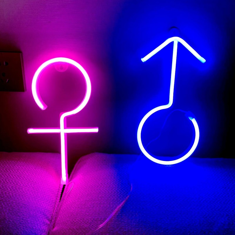 Neon LED USB/baterie lampka na ścianę Napis do pokoju znak neonowy Symbol płci żeńskiej