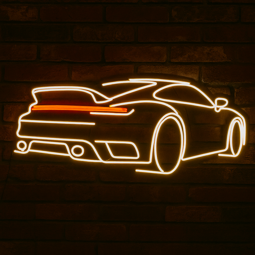 Duży Neon LED USB lampka na ścianę Napis do pokoju znak neonowy  Porsche 60cm