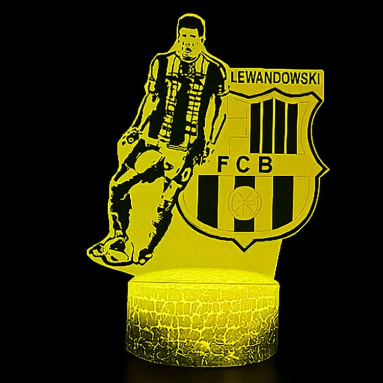 Lampka 3D LED Personal z motywem FC Barcelona i Lewandowskim – nowoczesna lampa dla fana piłki.