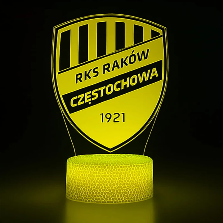 Piłkarska lampka 3D Raków – świetny prezent dla fana.