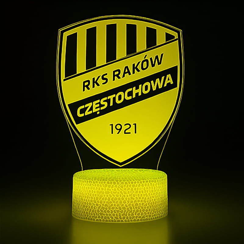 Piłkarska lampka 3D Raków – świetny prezent dla fana.