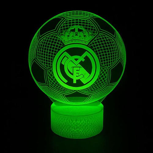 Personal 3D Lamp FC Real Madryt – lampka 3D LED USB z motywem piłki i herbem klubu, 16 kolorów światła.
