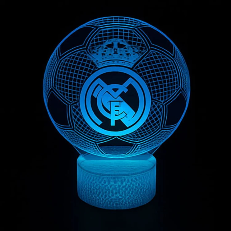Lampka 3D LED z herbem Real Madryt – stylowa lampka nocna i wyjątkowy gadżet dla kibica futbolu.