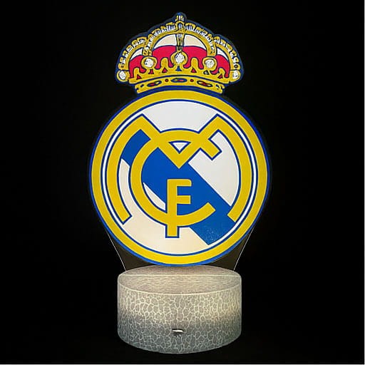 Personal 3D Lamp FC Real Madryt z nadrukiem piłki – elegancka lampka nocna dla fana futbolu.