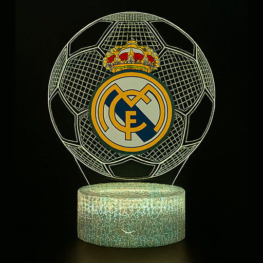 Lampka 3D LED Personal z nadrukiem piłki Real Madryt – oryginalny prezent dla miłośnika futbolu.