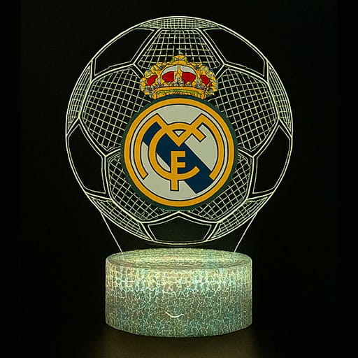 Lampka 3D LED Personal z nadrukiem piłki Real Madryt – oryginalny prezent dla miłośnika futbolu.