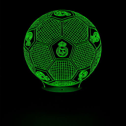 Lampka 3D LED FC Real Madryt – elegancka dekoracja z motywem piłki nożnej, sterowana pilotem.
