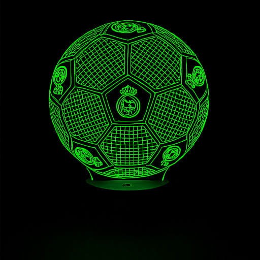 Lampka 3D LED FC Real Madryt – elegancka dekoracja z motywem piłki nożnej, sterowana pilotem.
