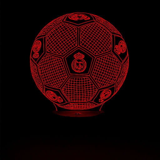 Lampka nocna 3D USB z piłką Real Madryt – wyjątkowy prezent dla kibica i miłośnika piłki nożnej.