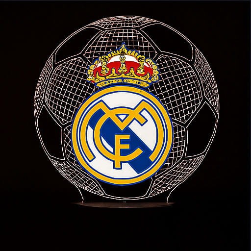 Lampka 3D USB z nadrukiem Real Madryt – stylowa ozdoba pokoju fana futbolu, 16 kolorów światła.