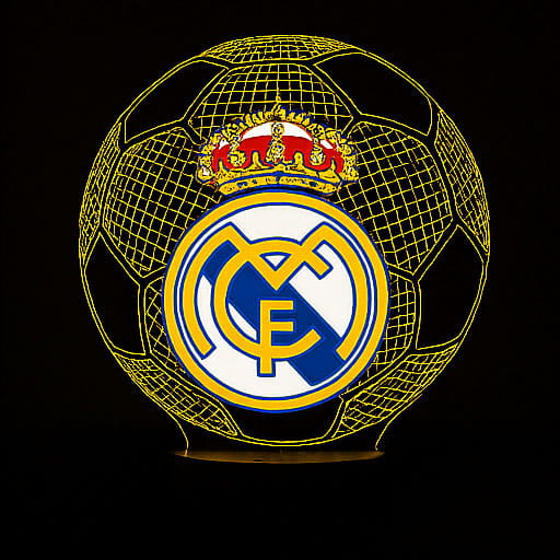 Lampka nocna Personal 3D Lamp z nadrukiem FC Real Madryt – oryginalny prezent i element wystroju wnętrza.