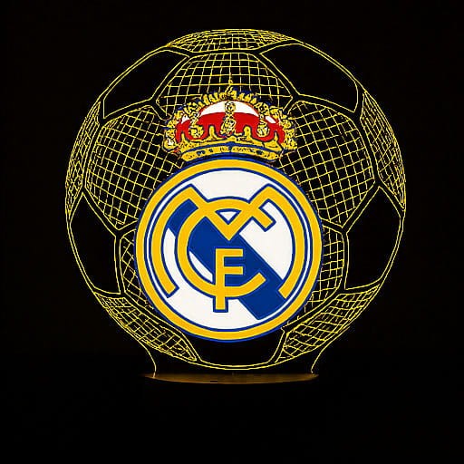 Lampka nocna Personal 3D Lamp z nadrukiem FC Real Madryt – oryginalny prezent i element wystroju wnętrza.
