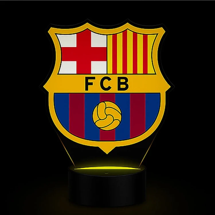 Personal 3D Lamp FC Barcelona z nadrukiem – lampka nocna USB z pilotem i kolorowym światłem.