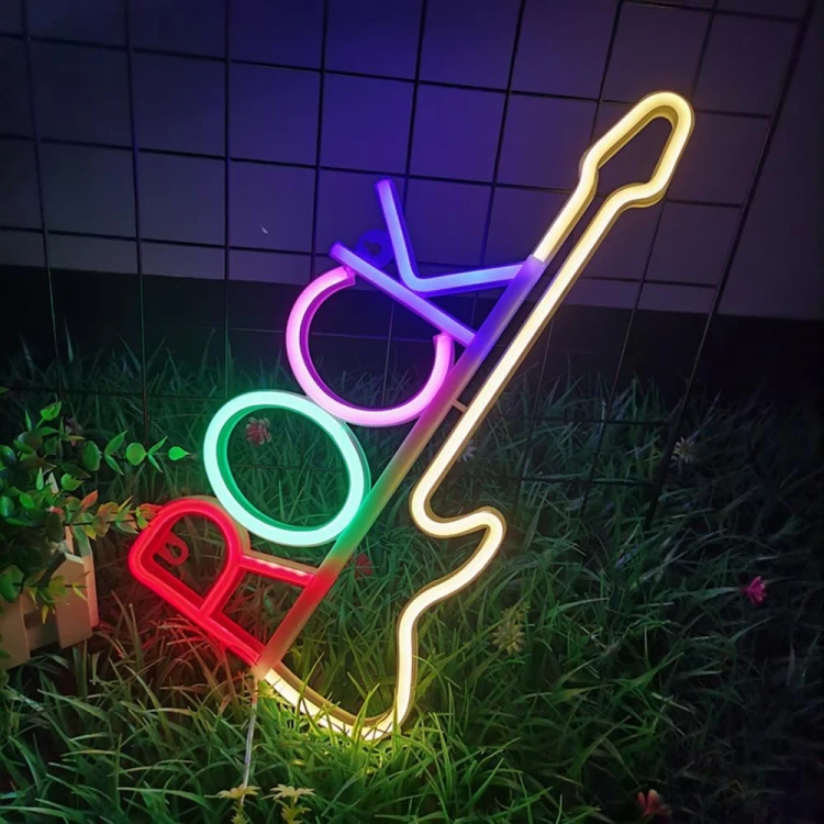 Neon LED USB/baterie lampka na ścianę Napis do pokoju znak neonowy Rock