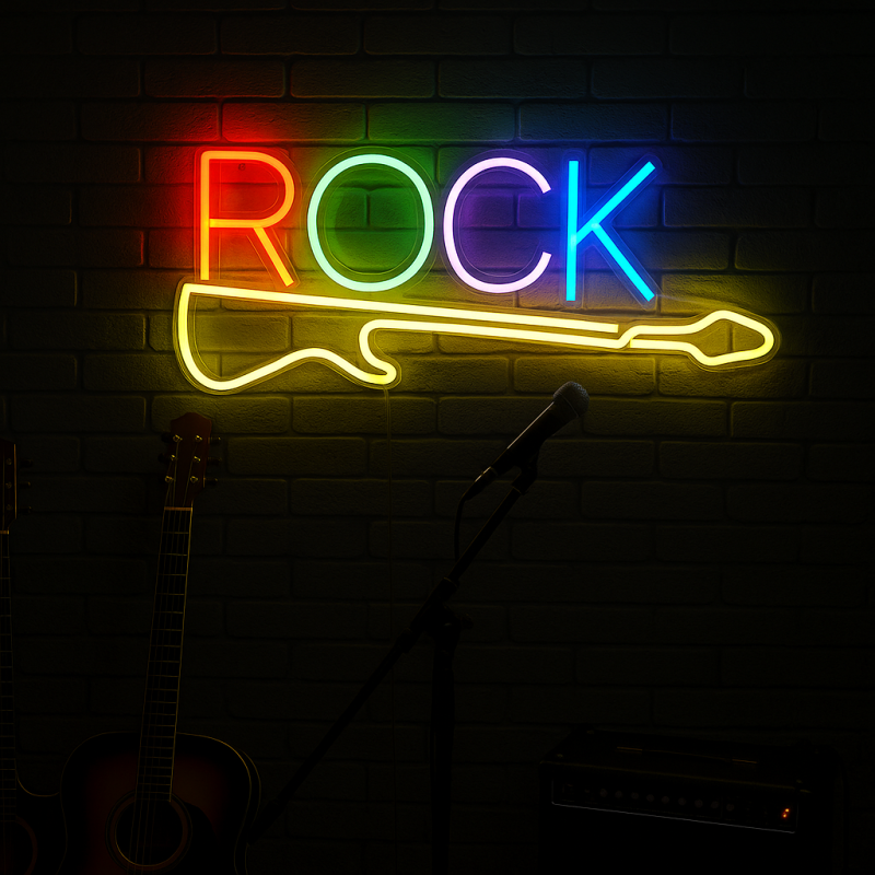 Neon LED USB/baterie lampka na ścianę Napis do pokoju znak neonowy Rock