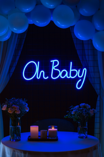 Neon LED USB/baterie lampka na ścianę Napis do pokoju znak neonowy Oh Baby niebieski