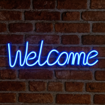 Neon LED USB/baterie lampka na ścianę Napis do pokoju znak neonowy Welcome  niebieski