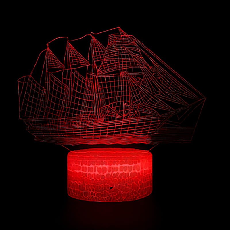 Lampka nocna 3D LED Statek – dekoracja pokoju