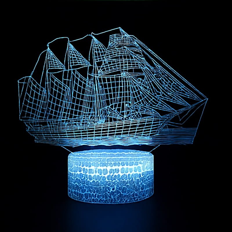 Lampka nocna 3D LED Statek – dekoracja pokoju