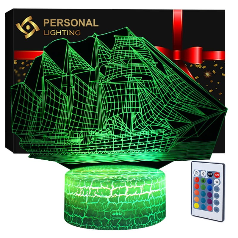 Lampka 3D LED Statek – 16 kolorów, pilot