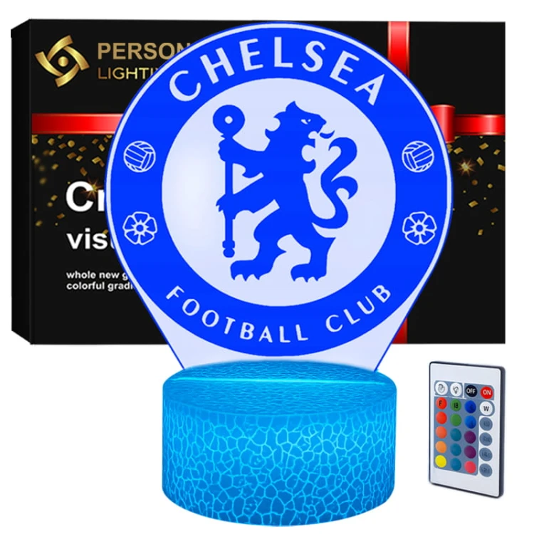 Lampka 3D Chelsea FC – nowoczesna lampa LED USB z pilotem, idealna do pokoju kibica.