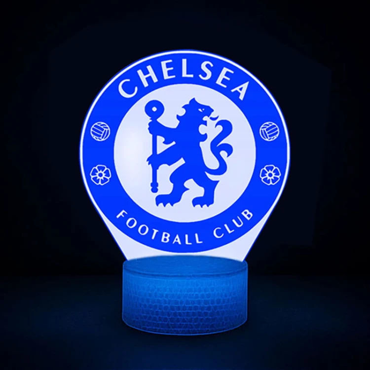 Lampka 3D LED USB Chelsea FC – dekoracyjna nocna lampa z pilotem dla wiernych kibiców klubu z Londynu.