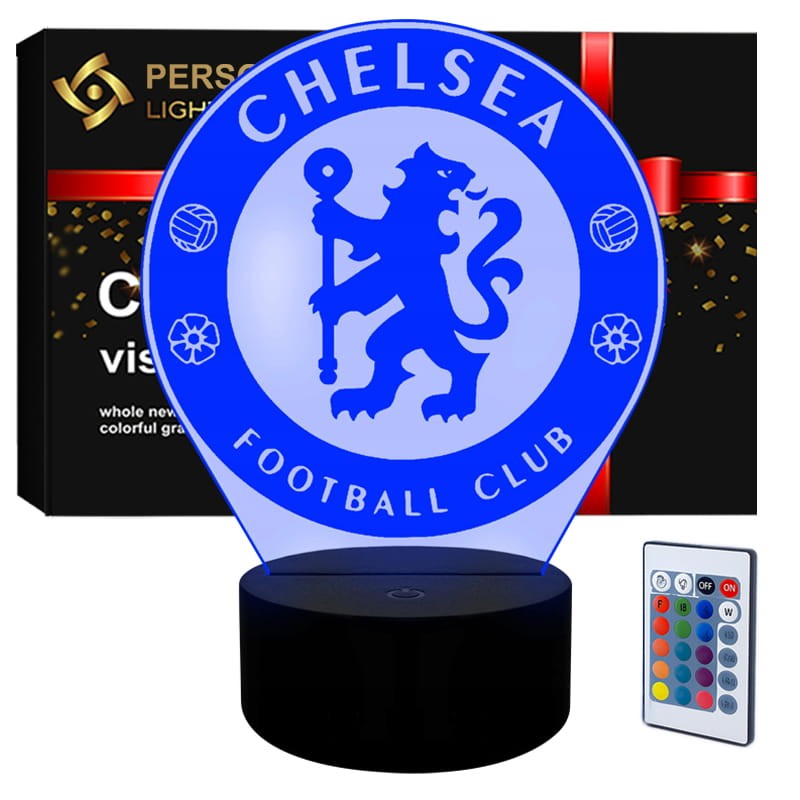 Lampka nocna 3D LED USB z motywem piłki Chelsea FC – idealny prezent dla fana piłki nożnej.